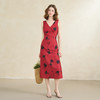 【娇艳玫瑰】复古优雅V领无袖连衣裙女夏季收腰伞摆长裙D0051040 商品缩略图1