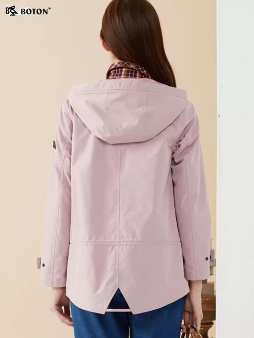 【防风舒适】波顿女士春秋季粉色时尚短款连帽风衣外套LJ890123 商品图3