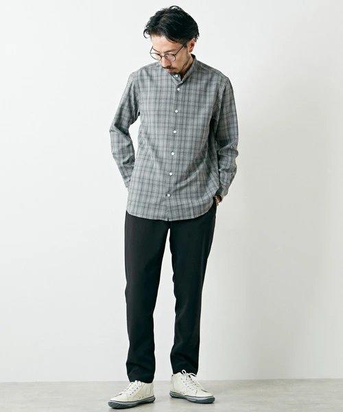 MEN'S MELROSE 男士 经典日系格纹带领衬衫 休闲长袖衬衣 商品图4