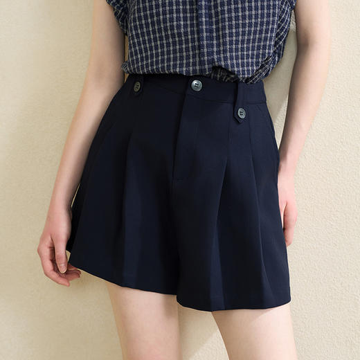 设计感简约百搭压褶短裤女夏季干练通勤款高腰短裤V0050316 商品图2