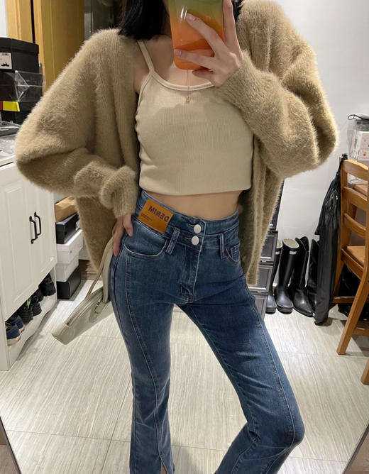 老米优品🎈腿精裤！！高弹+前开叉《牛仔微喇裤》修腿神器，女神必备呀~ 商品图2