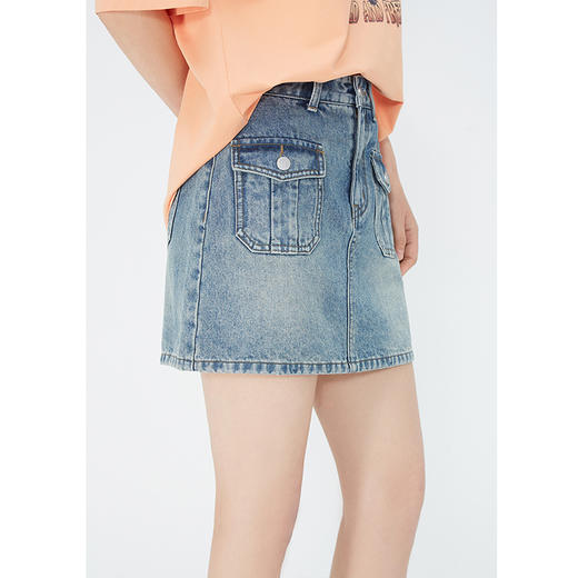 NEELLY纳俪商场同款夏新款美式复古高腰牛仔半身裙女时尚工装短裙N25054E04625 商品图2