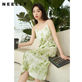 NEELLY纳俪商场同款夏季新款时尚印花吊带连衣裙女收腰显瘦A字裙N25054Y04630