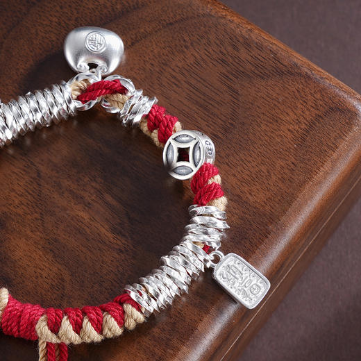 子佩集S925银【喜事连连】手链【SL00745】纯银钱串腰缠万贯招财纳福盘缠盘缠2504 商品图5