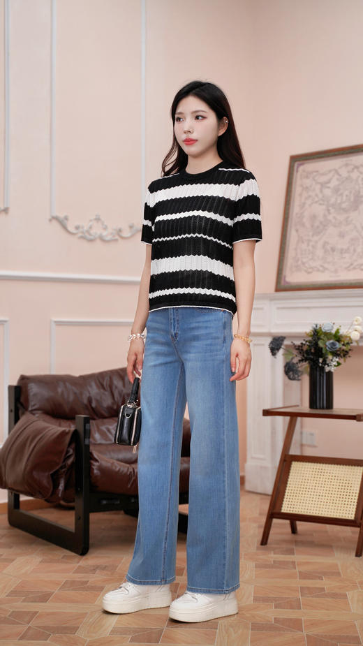 M1臣禾	天丝棉条纹T恤 针织上衣	JZ252090109 商品图3