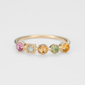 戒指 金色天然彩色晶石 s925银镀金