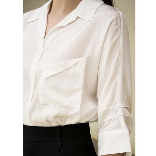 NEELLY纳俪商场同款夏新款气质休闲白色衬衫女五分袖通勤百搭外套N25054R04634 商品图2