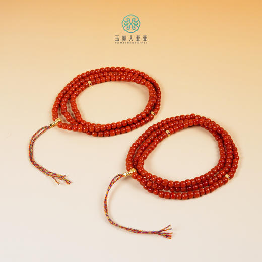 DS925南红项链-老型珠diy三圈手串约5*4mm 商品图0
