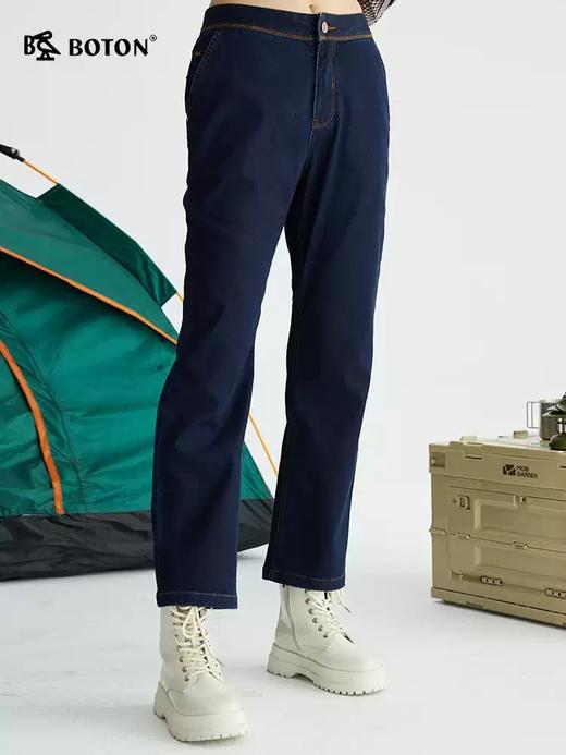 波顿女士春秋季深蓝色牛仔裤薄款显瘦直筒微喇长裤子LE269122 商品图4