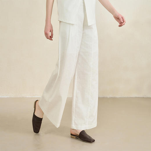 【舒适棉麻面料】文艺气质压褶直筒裤女夏季宽松阔腿裤V1150687 商品图2