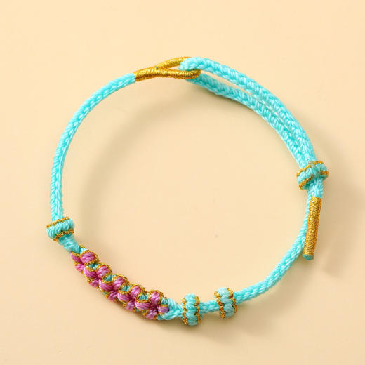 【端午节桃花结手绳】男女diy半成品 可穿珠配饰手链 十里桃花五彩手绳 商品图13