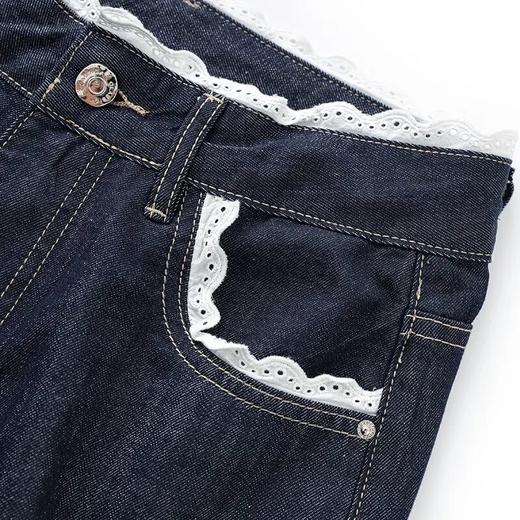 【高货wl】全新升级【铂金会员220/天猫289/差价69】(02422) 洛诗琳新款轻奢细闪天丝牛仔裤复古通勤蕾丝花边阔腿裤 商品图2