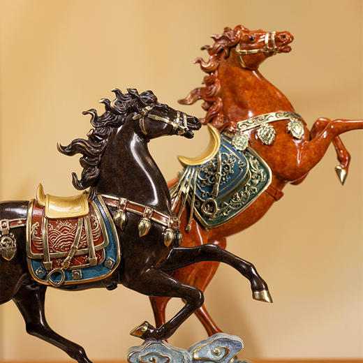 朱炳仁铜 双骏携辉 马摆件玄关电视柜桌面书房装饰企业乔迁送礼 商品图4