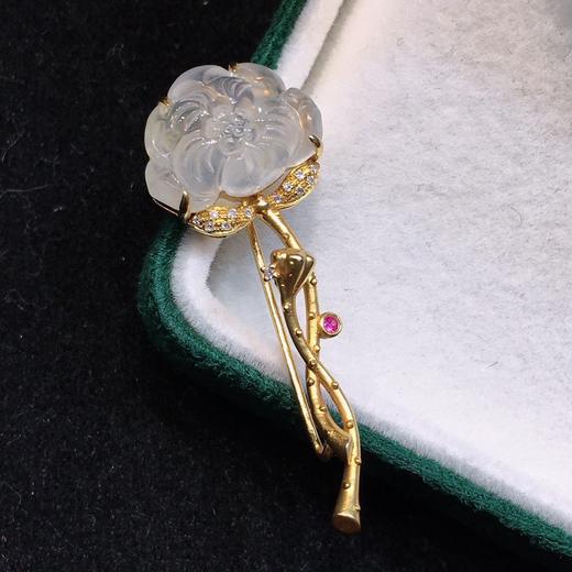 莲花翡翠胸针 商品图0