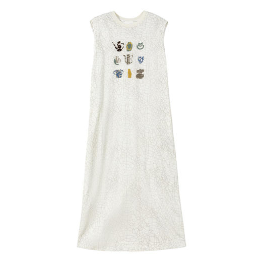 谜底连衣裙无袖2025夏新品复古风度假肌理感宽松H型长裙252ML0600 商品图4