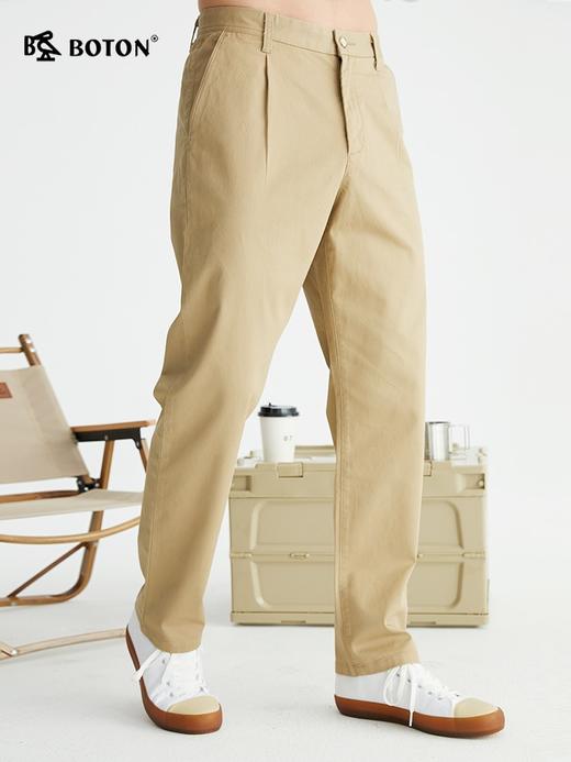 [棉弹舒适]波顿男士春夏季卡其色宽松直筒薄款纯色休闲长裤ME806122 商品图1
