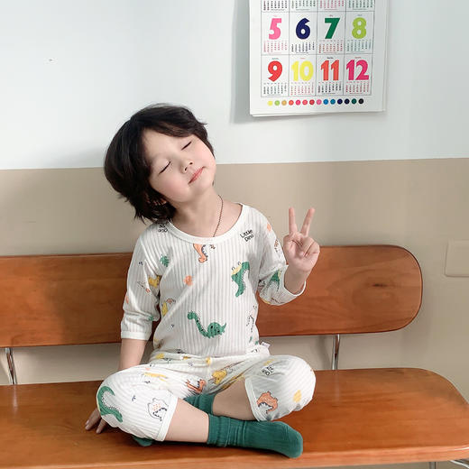 👍最后几千套清仓！80-160码💰39.9任选2套❗️超高品质❗️儿童家居服届的爱马仕❗️男女童A类睡衣空调服夏季薄款七分袖短袖套装聚 商品图8