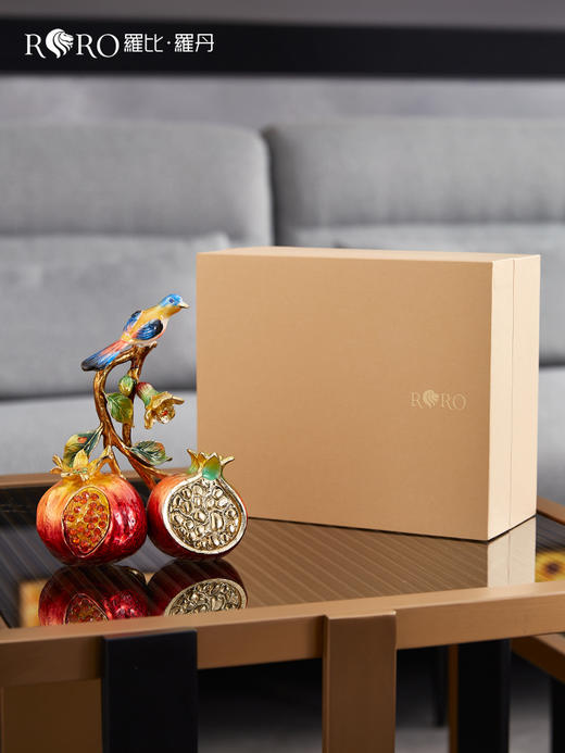 【彼达思】罗比罗丹 喜乐多福 小 摆件 喜鹊石榴珐琅彩轻奢 商品图2