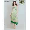 两三事青漪浣纱2025夏季新款复古荷叶边拼接盘扣印花吊带裙连衣裙 商品缩略图0