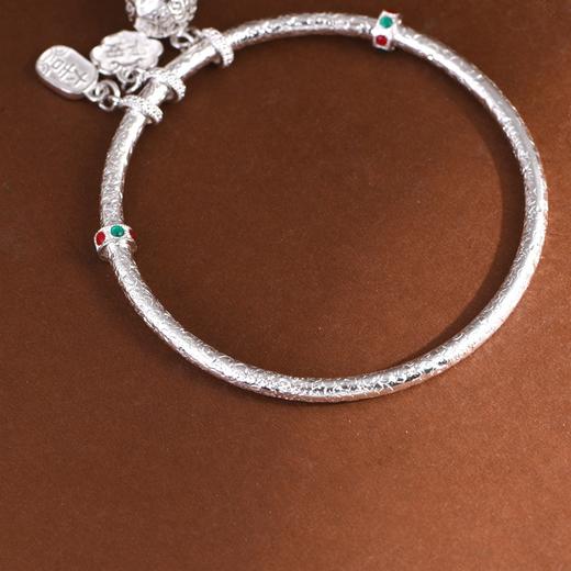 【玲珑平安】足银999圆棍实心平安锁玲珑球手镯【SCH-SZ0026-1.2-87】 商品图2