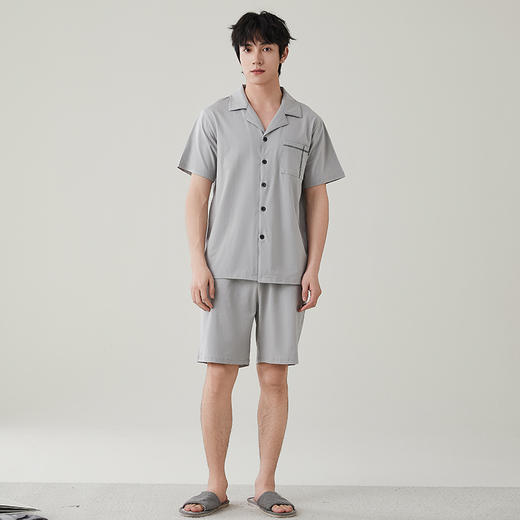 I'd爱帝男士短袖套夏季薄款透气纯棉家居服套装 商品图7