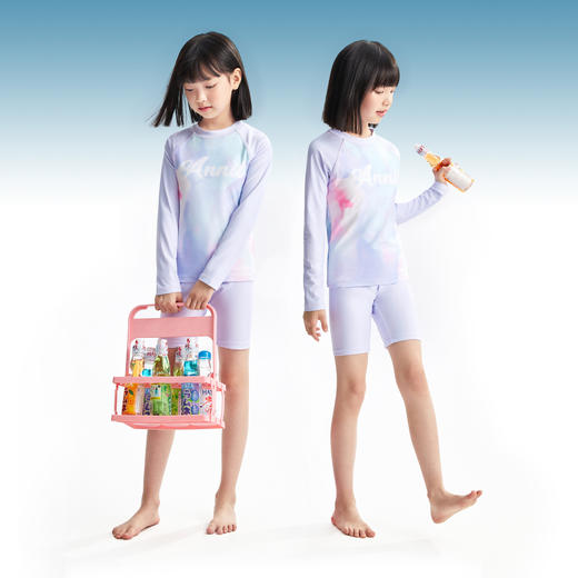 女童分体长袖泳衣套装夏季新款安奈儿童装JG527057 商品图2