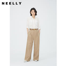 NEELLY纳俪商场同款夏季新款五分袖翻领衬衫女莱赛尔气质通勤上衣N25054B04626