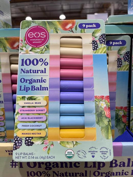 到手价169元 EOS果味天然保湿润唇膏9只装 有机 100%纯天然水果味 美国代购，无中文标签，介意慎拍 商品图1