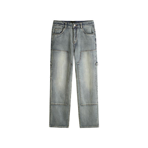 HIM漢崇  复古高街宽松做旧工装洗水休闲直筒牛仔长裤 2026春季 商品图4