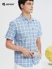 波顿男士春夏季浅蓝色格子美式休闲短袖衬衫MS033224 商品缩略图1