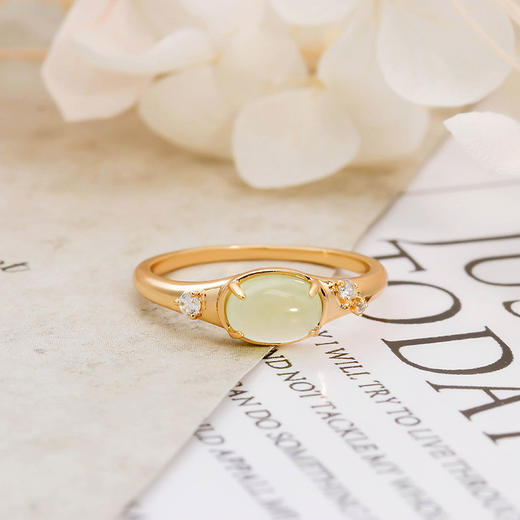 戒指 法式复古天然葡萄石 S925银镀金14K 商品图0