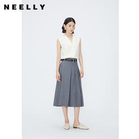 NEELLY纳俪商场同款夏季新款灰色西装中长款半身裙女高腰显瘦长裙N25054E04653