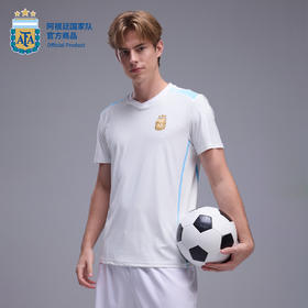 【官方正版】阿根廷国家队 | 蓝白拼接速干短袖夏季清新肩线蓝条运动舒适