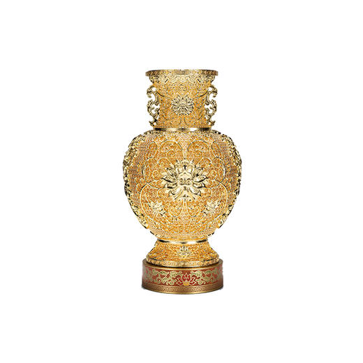 朱炳仁铜 莲年如意 花丝花瓶客厅玄关装饰摆件中式礼物乔迁开业 商品图0