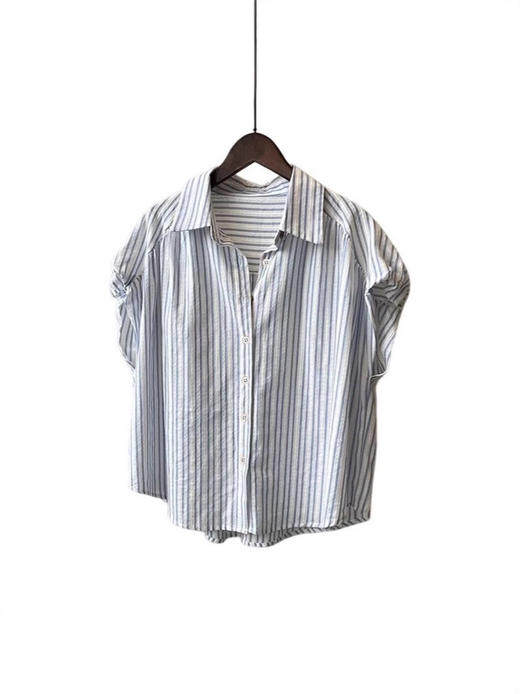 【霓颜 法式气质小飞袖条纹衬衫】80-140斤可穿，版型宽松垂顺，面料轻薄舒适柔软，上身百搭文艺风！ 商品图8