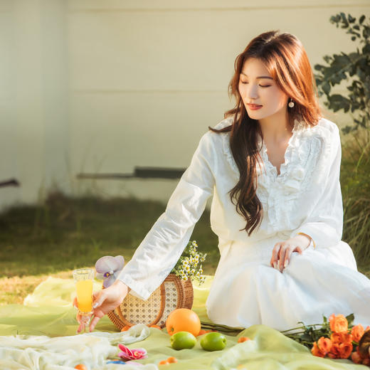 【林栖设计小店】（现货）纯棉衬衣优雅花边立体花宽松显瘦2025春夏新品长袖上衣女F1952306 商品图5