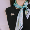 【甄珠贝·油画系列】只此青绿 新中式 70cm方巾 纯真丝真丝丝巾+天然珍珠胸针 商品缩略图5