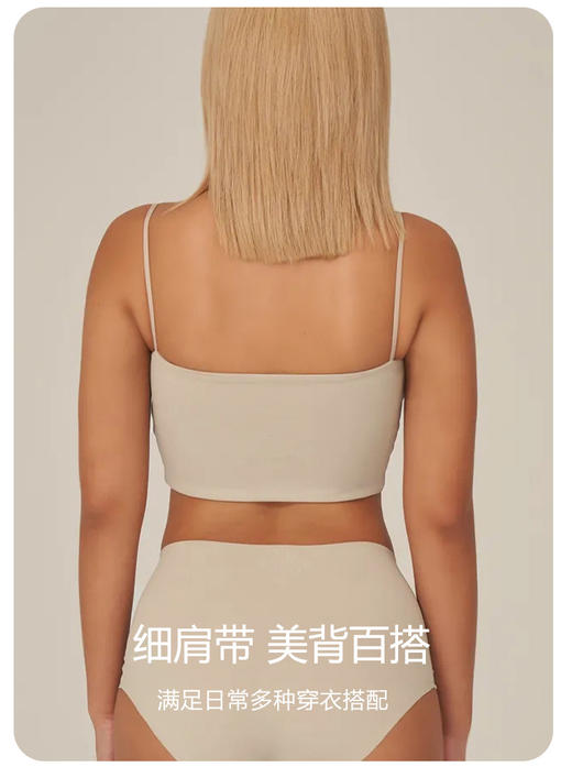 官网330！台湾mum*同款细肩带柔弹透气运动文胸吊带二合一女收副乳抹胸美背打底内衣 商品图1
