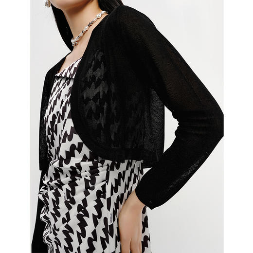 NEELLY纳俪商场同款夏季新款短款透气针织衫女时尚薄款开衫上衣N25054A04571 商品图2