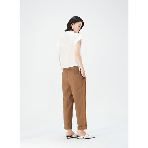 NEELLY纳俪商场同款夏季新款纯色简约无袖衬衫女百搭宽松上衣N25054R04604 商品图3