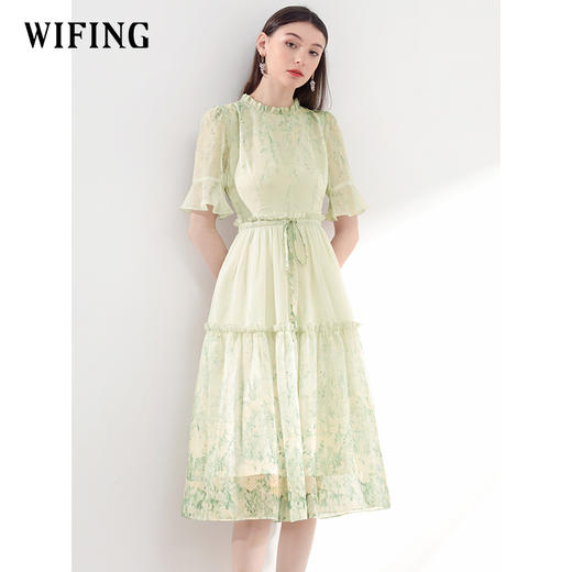 未风雪纺碎花连衣裙女夏2025夏季新款气质法式收腰显瘦度假风裙子 商品图3