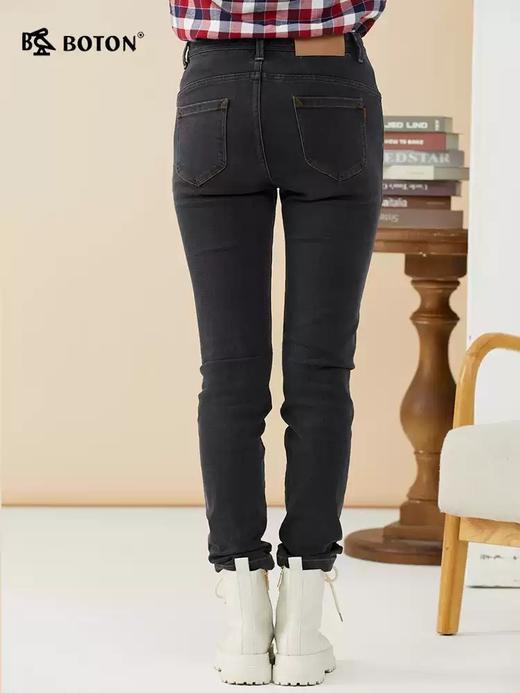 【火山岩】波顿女士秋季加绒牛仔裤｜深灰色合身版型 弹力保暖 通勤显瘦长裤LE275322 商品图4