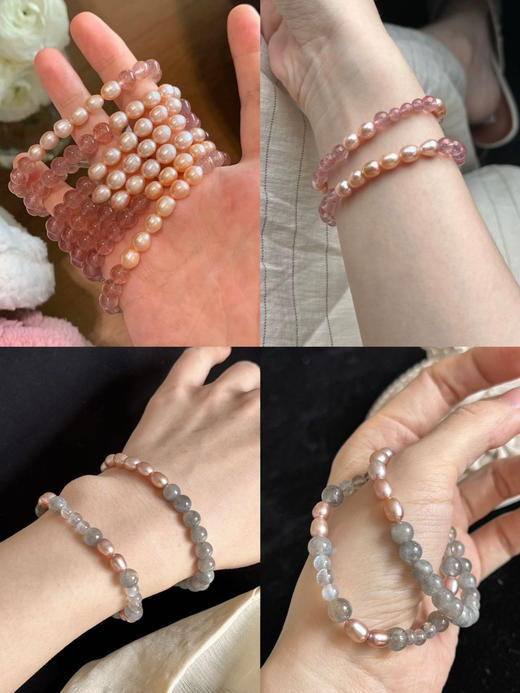 年后发！天然水晶+天然淡水珍珠！【CAVE春夏水晶串珠手串系列】珠子圆润饱满，光泽度十足！点缀夏日穿搭！灰月光/草莓晶，氛围感拉满！所有年龄都适合！戴一次被夸一次❗自己戴/送妈妈/送闺蜜，都超赞✌ 商品图0