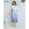 两三事 兰鸢漫舞 2025夏季新款温柔风印花裙摆拼接绑带刺绣连衣裙 商品缩略图0