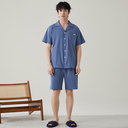 I'd爱帝男士短袖套夏季薄款透气纯棉家居服套装 商品图5