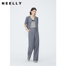 NEELLY纳俪商场同款夏新款通勤气质时尚圆领短款外套女高级感上衣N25054C04654