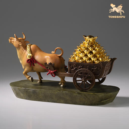 铜师傅《财富牛》客厅桌面铜牛摆件 家居装饰工艺品 开业摆件 商品图2