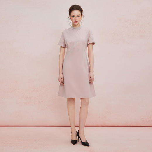 QF851斯尔丽2025新款宴会小礼服直身款显瘦显高精致烫钻小立领连衣裙 商品图3