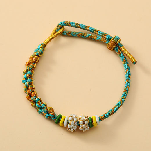 【端午节桃花结手绳】男女diy半成品 可穿珠配饰手链 十里桃花五彩手绳 商品图5