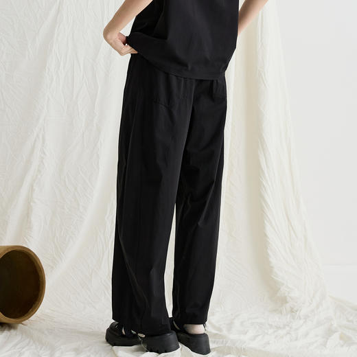 谜底阔腿裤女2025夏季新品通勤黑色弹力宽松特色长裤子252MK0527 商品图2